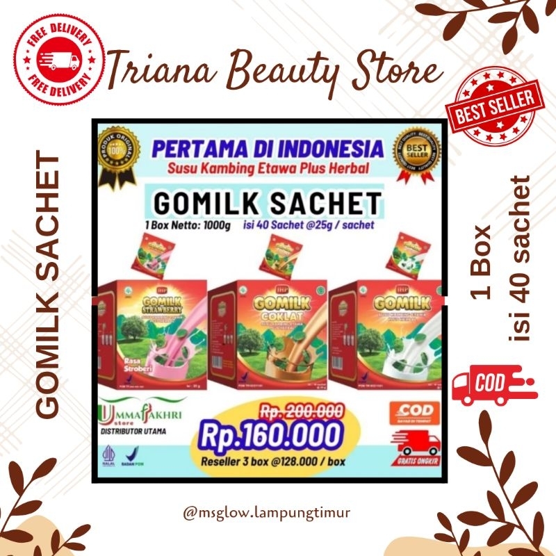 

1 BOX Gomilk Sachet Netto 1KG isi 40 Sachet/ GOMILK SUSU KAMBING ETAWA PLUS