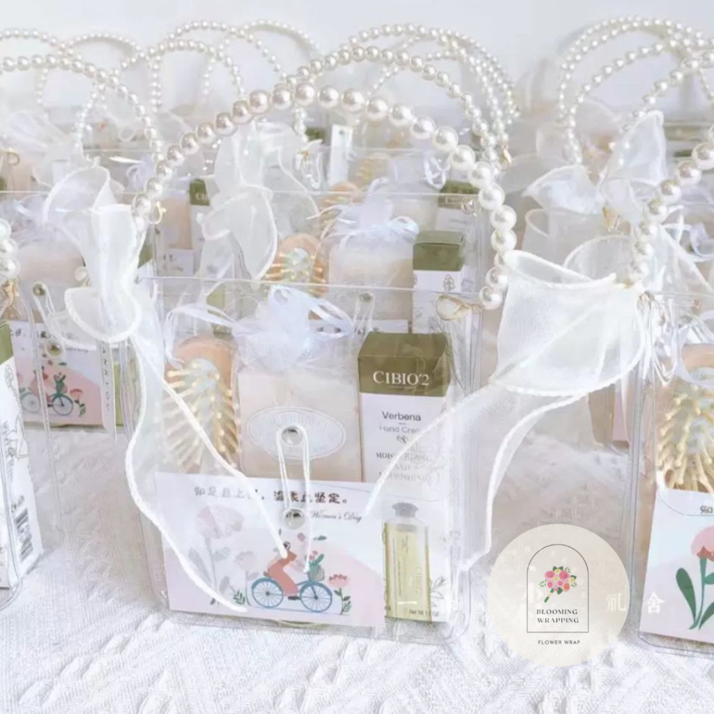 

[T1] TAS HAMPERS SOUVENIR TRANSPARAN / TAS TENTENG GOODIE BAG / TAS PVC MUTIARA BENING ULANG TAHUN