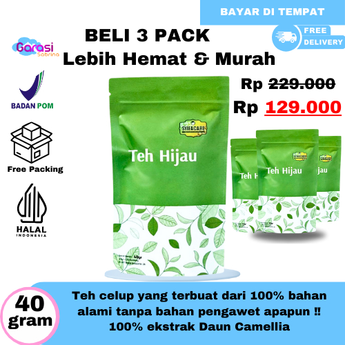 

|COD| Paket 3 Pack Teh Hijau Grean Tea Syifacare Membantu Membakar Lemak Dalam Tubuh