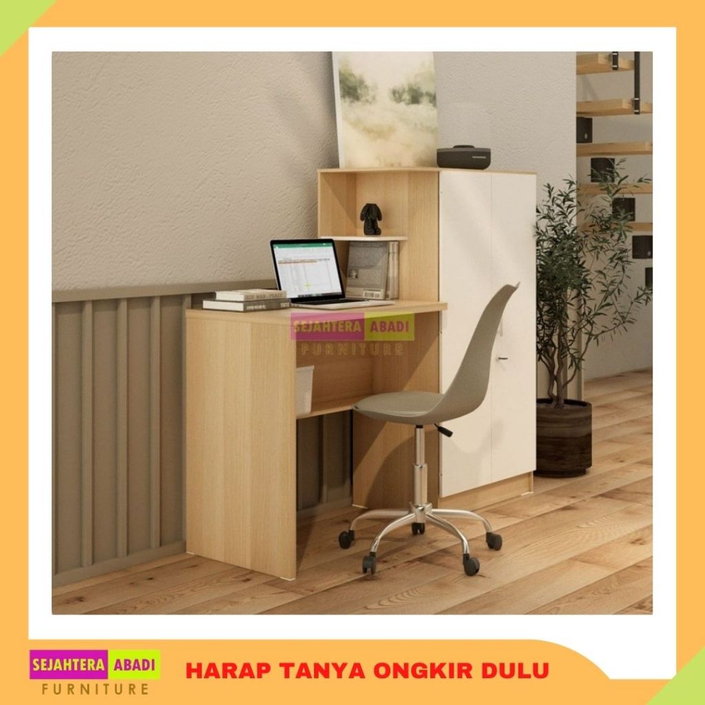 meja belajar meja kerja meja komputer meja tulis minimalis meja plus rak lemari KENDOR DK140 By Prod