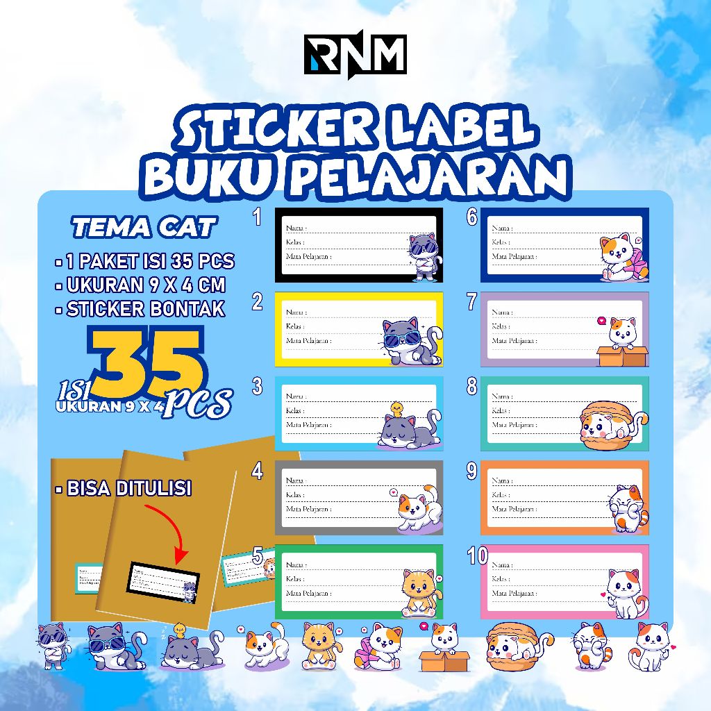

[TEMA CAT] STICKER LABEL BUKU PELAJARAN ISI 35 PCS