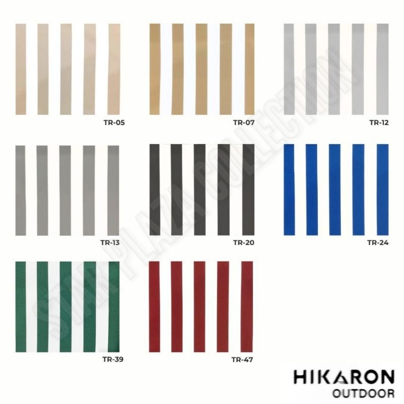 Kain Outdoor Waterproof Motif Garis Salur Warna Terra, untuk Cover Sofa dan Kursi Pantai