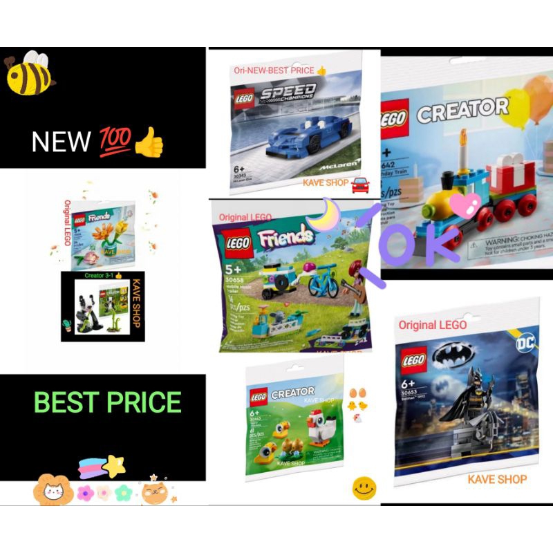 Polybag Flower - Creator 3 in 1 - Birthday Train- Skid Steer Loader - Buggy - Giraffe - Princess - A