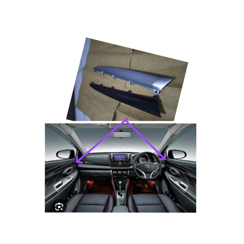 panel trime atau garnish pintu yaris vios trd 2013-2018 hitam glossy dan silver original part