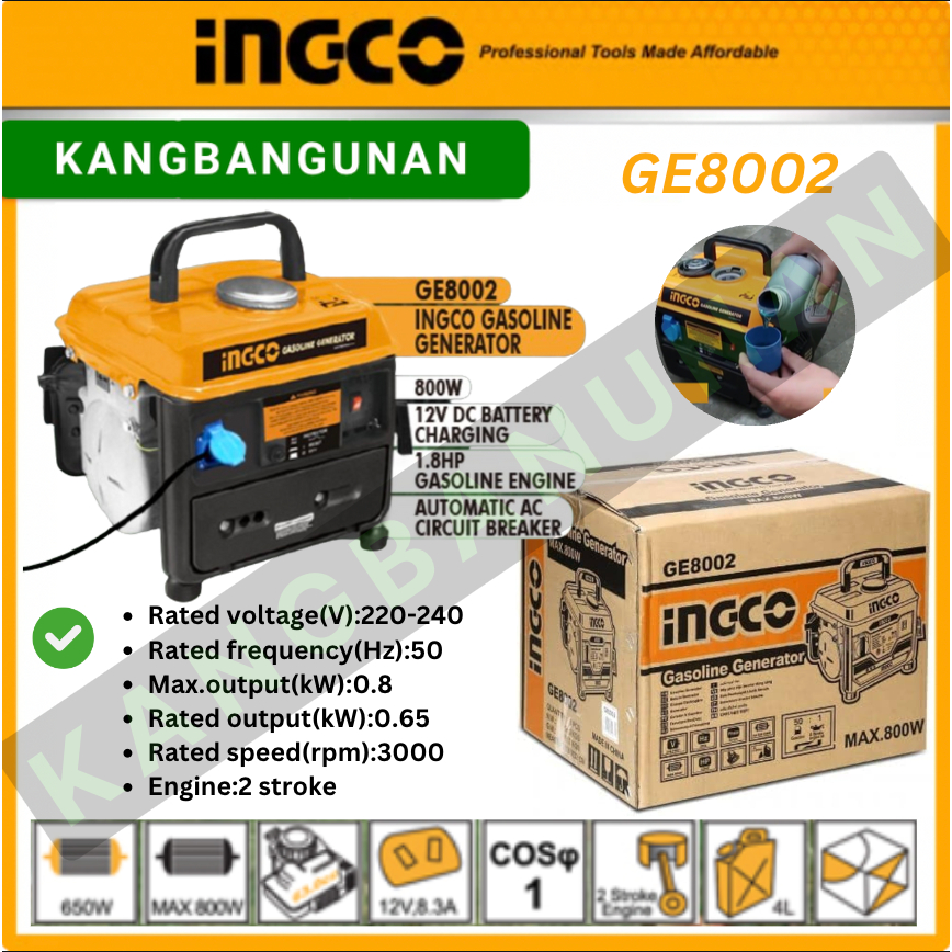 MESIN GENSET MINI 800 WATT INGCO GE8002