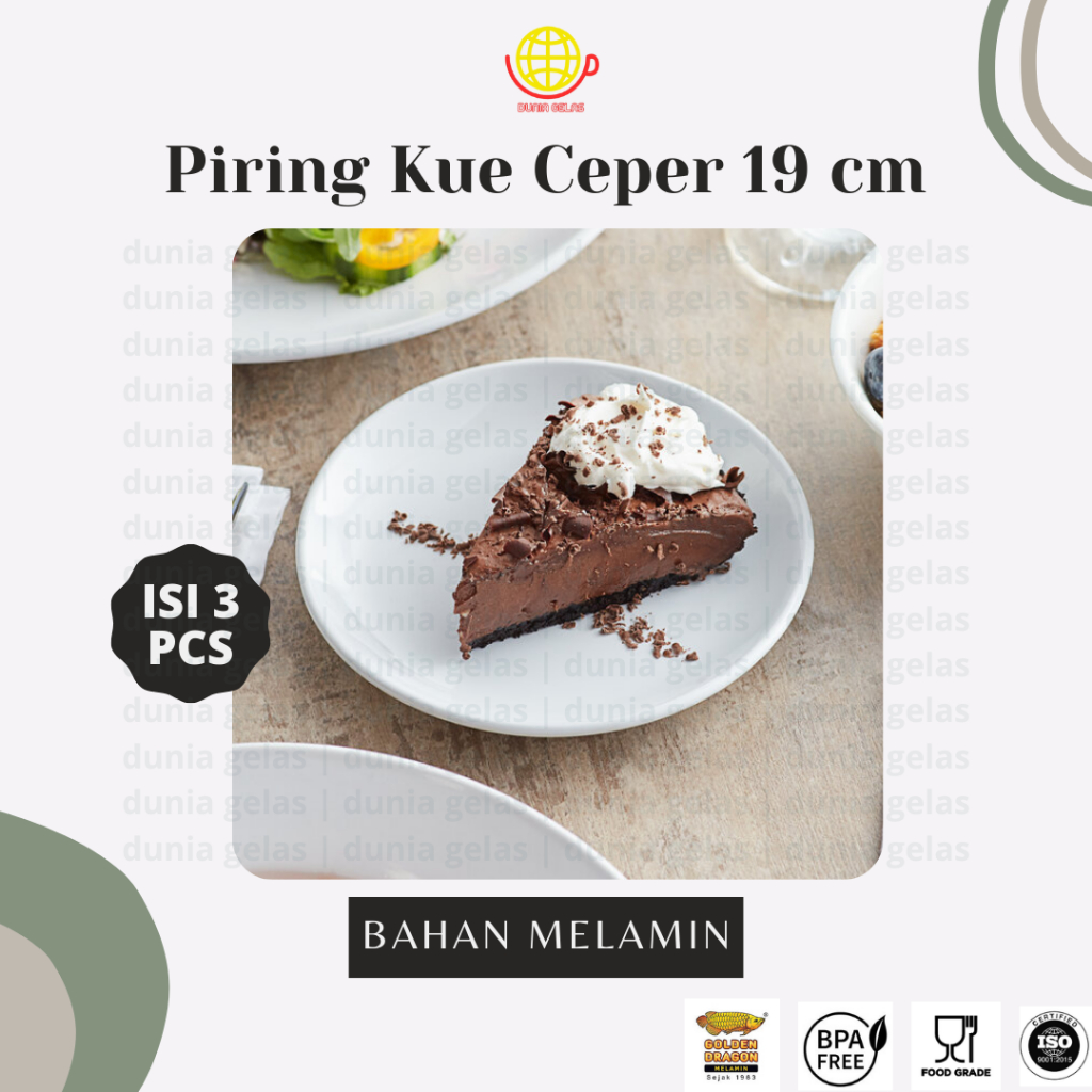 1 set isi 3 pcs Piring Kue 19 cm / Piring Kue Melamin / Melamine Dessert Plate / Side Dish Plate / P