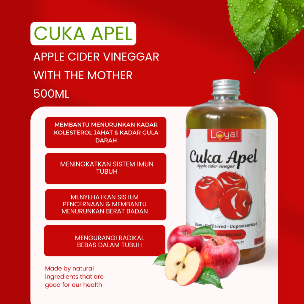 

CUKA APEL/APPLE VINEGAR WITH THE MOTHER 500ML ORIGINAL 100%