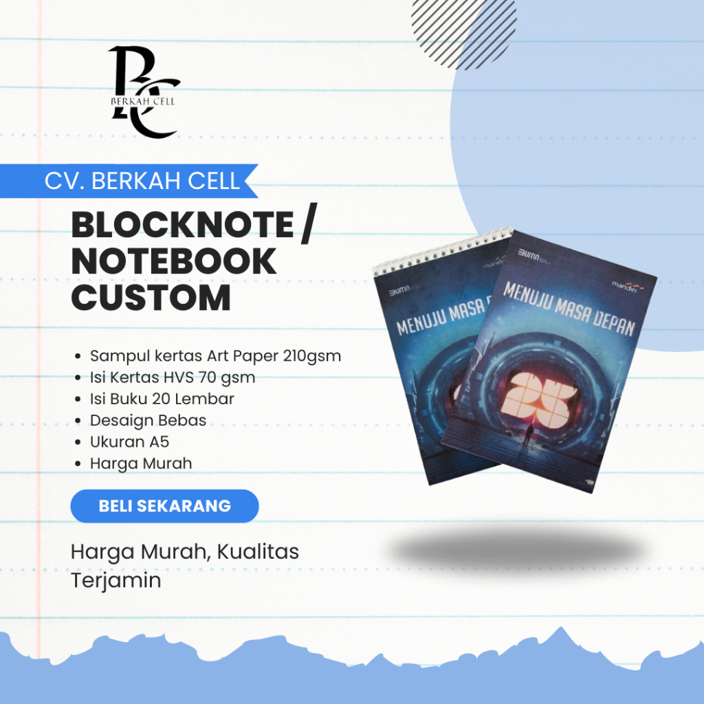

BLOCKNOTE / NOTEBOOK SAMPUL CUSTOM JILID KAWAT