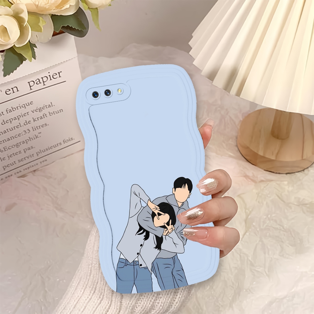 CASE SOFTCASE COCOK UNTUK OPPO A3S / OPPO A5 GELOMBANG - Custome Fashion COUPLE CUTE - New Arrival -