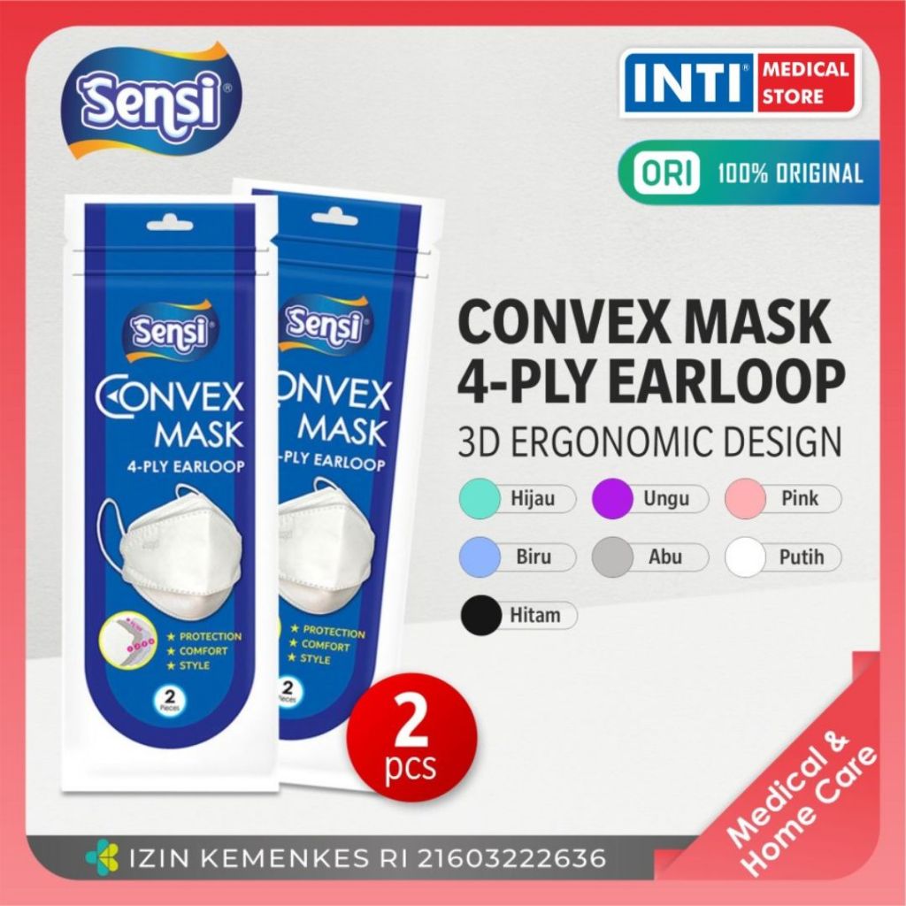 SENSI - Convex Mask 4 Ply | Masker Earloop 4 Ply | Masker Sensi Convex Isi 2