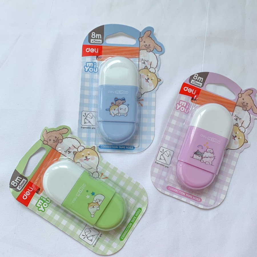 

CORRECTION TAPE DELI MI YOU H353 KARAKTER CEWEK READY 3 WARNA 8Mx5MM TERMURAH BEST QUALITY CORRECTION TAPE BISA COD