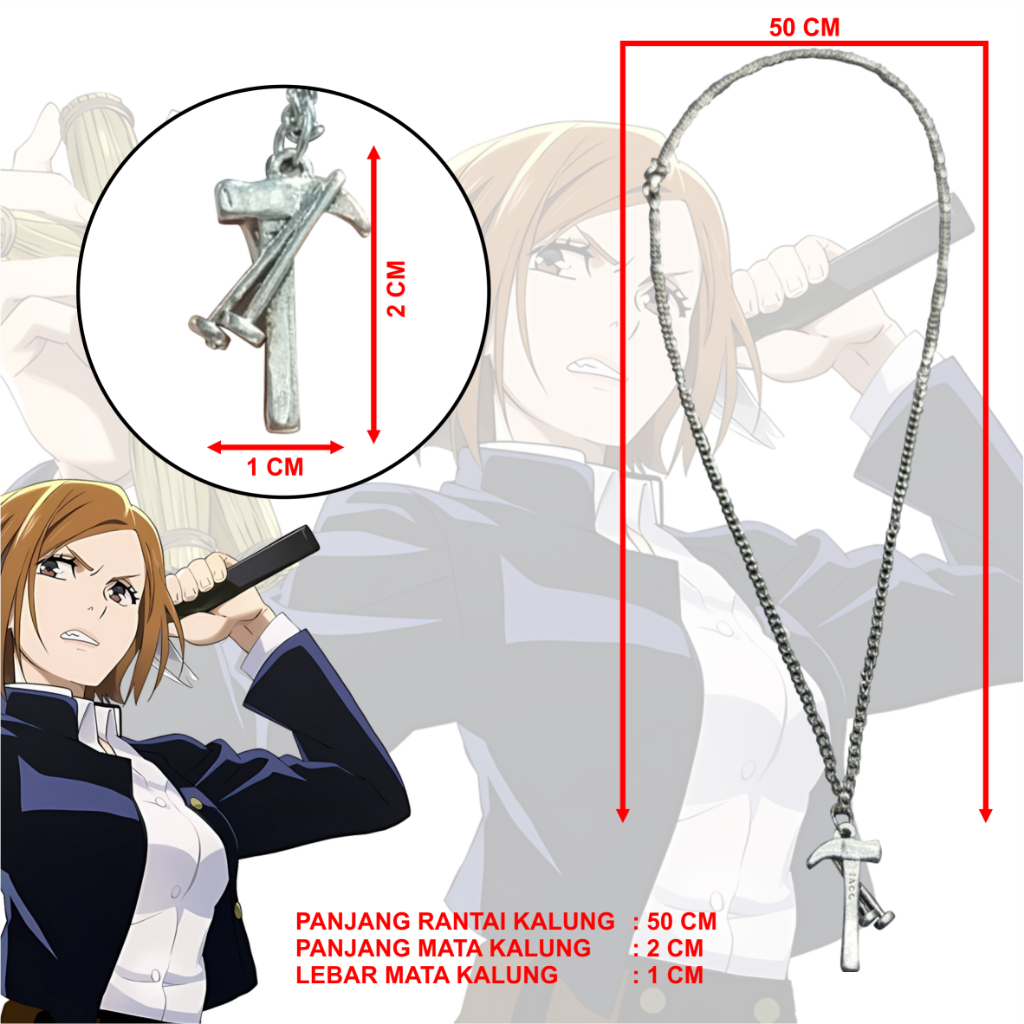Kalung Jujutsu Kaisen Nobara Palu Necklace JJK  Nobara Kugisaki Anime Manga Aksesoris Leher Wibu Ota