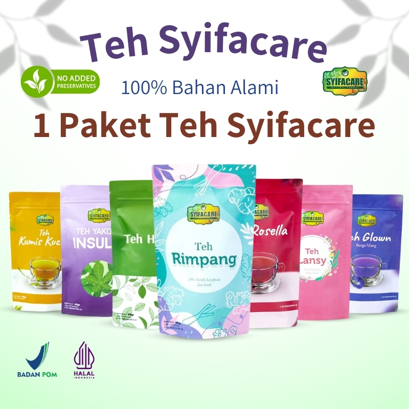 

Teh Celup Syifacare Untuk Kesehatan Tubuh Teh Rimpang Kumis Kucing Rosella Insulin Green Tea Lansy Dan Glown Alami Tanpa Bahan Pengawet Original BPOM