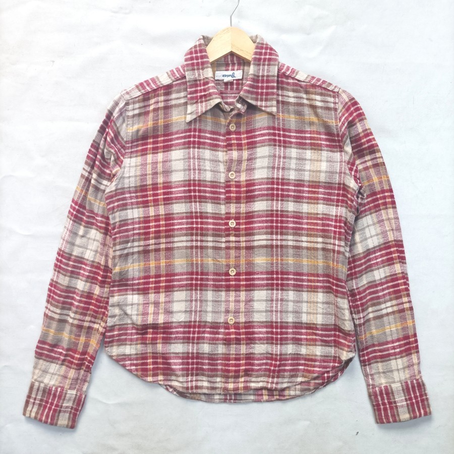 kemeja 45rpm studio casual plaid flannel shirt