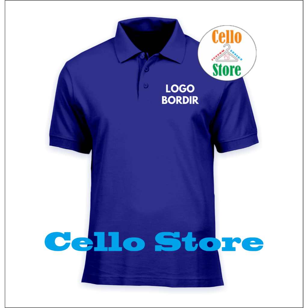 KAOS POLO BORDIR LOGO DEPAN GAMBAR BEBAS