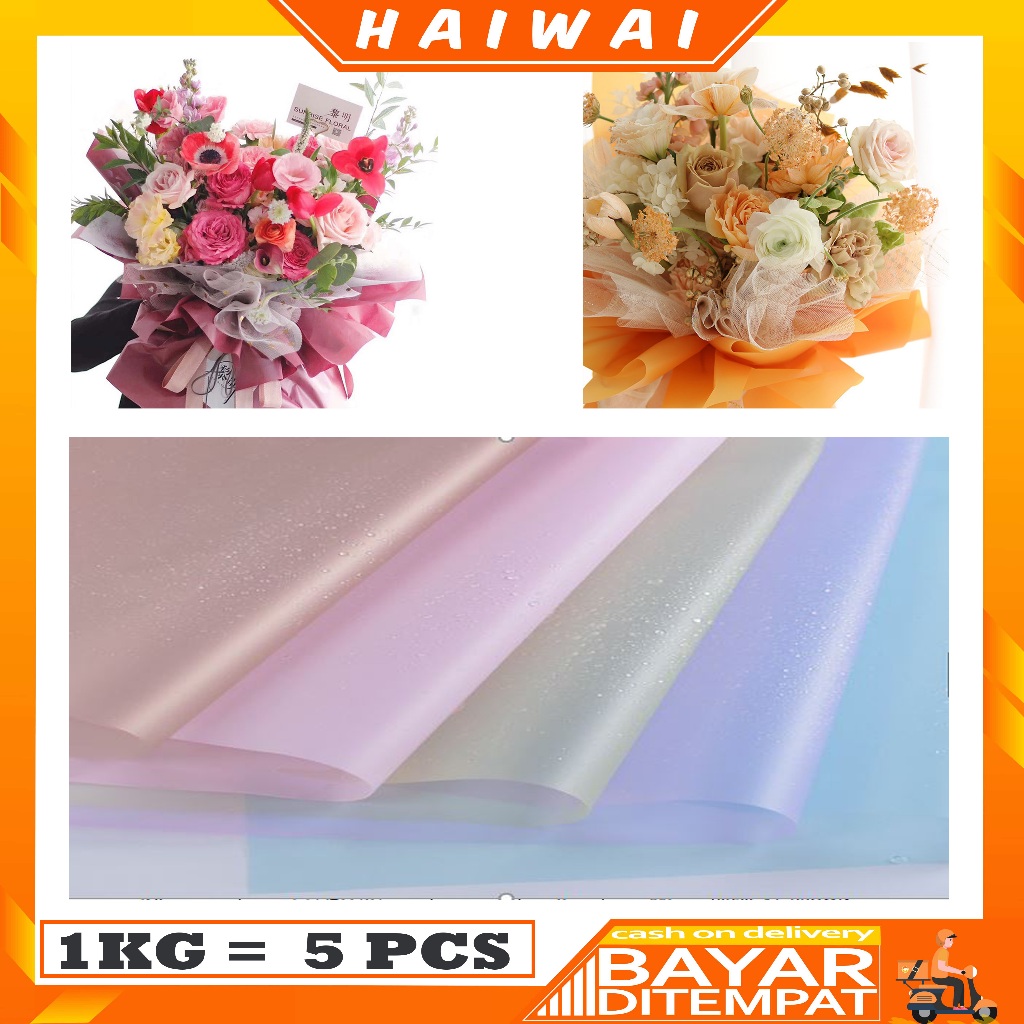 

HaiWai (1PACK) 20 Lembar Flower Wrapping Paper Varian Polos Kertas Buket Bunga Cellophane Florist KB30