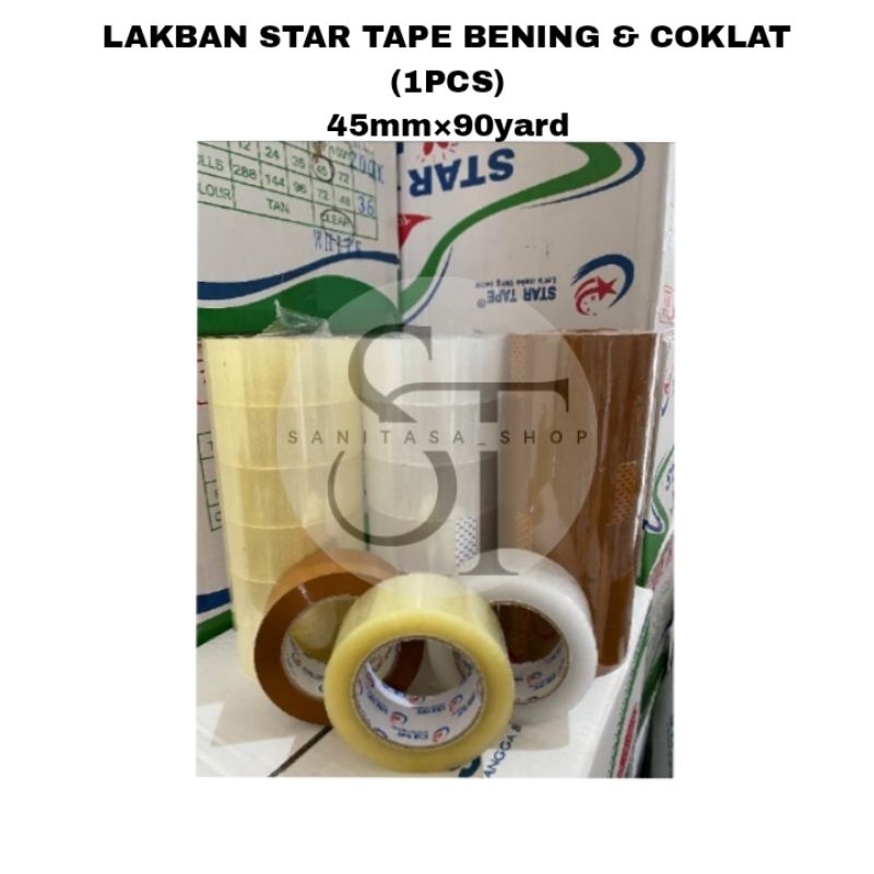 

(COD) LAKBAN (1PCS) STAR TAPE BENING & COKLAT 45mm×90 yard (2inch)