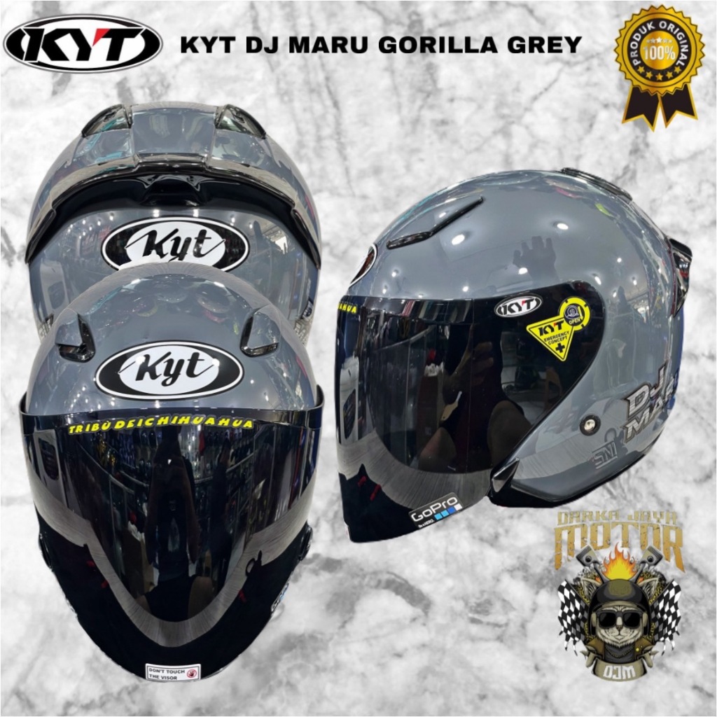 HELM KYT DJ MARU SOLID GORILLA GREY PAKET GANTENG SPOILER 3D | KYT PAKET GANTENG FLAT VISOR | HELM K