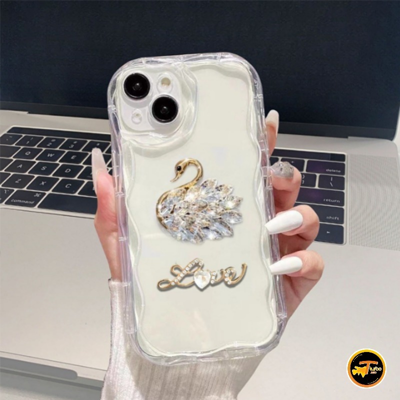 GC113 Melting Clear Diamond Swan Blink Love Softcase / Casing Hp SAMSUNG A20 A30 A31 A20S A21S A22 M