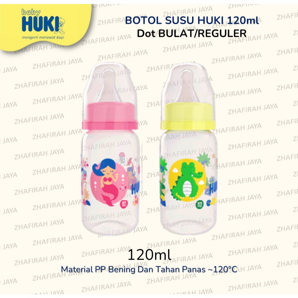 Botol SUSU HUKI Dot Bulat 120ml HUKI Botol Susu Dot Bulat 120ml
