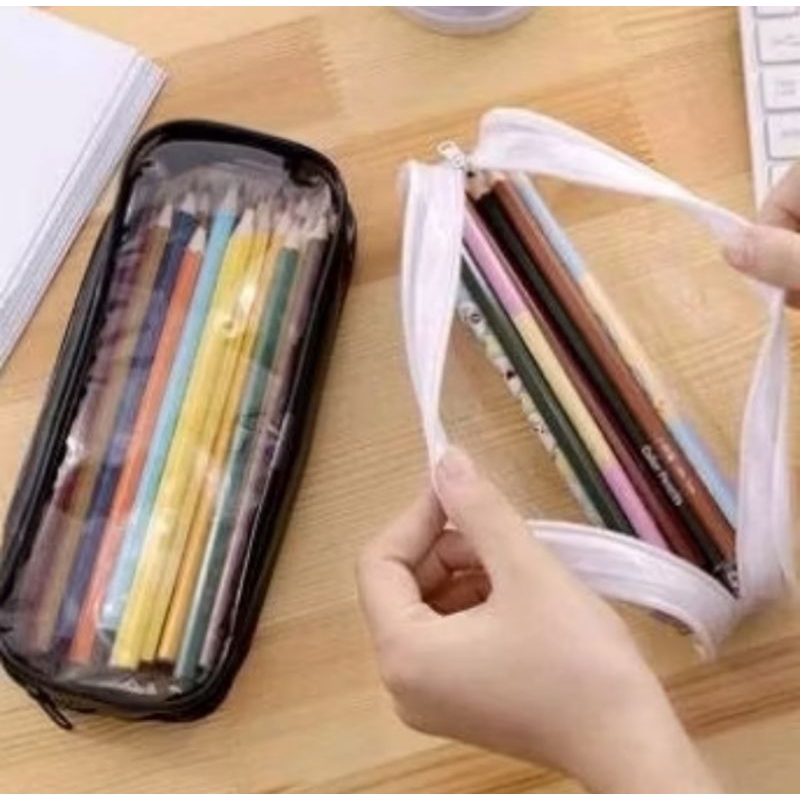 

tas pensil transparan bahan PVC bening