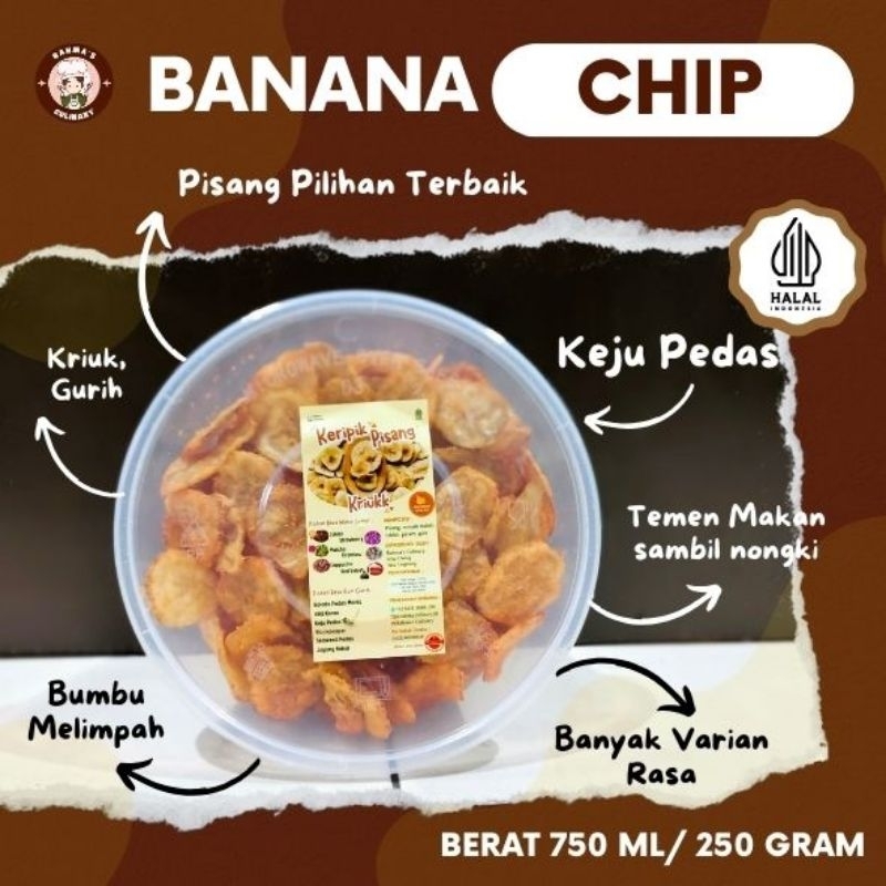 

Keripik Pisang Gurih Rasa Keju Pedas/Banana Chips Bulat