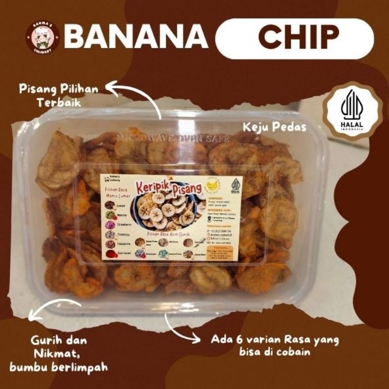 

Keripik Pisang Gurih Rasa Keju Pedas/Banana Chips Box