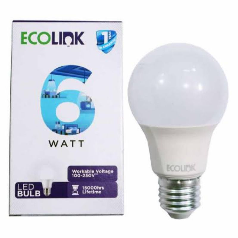 Lampu LED Bohlam Ecolink 6 Watt 6w Putih/Kuning