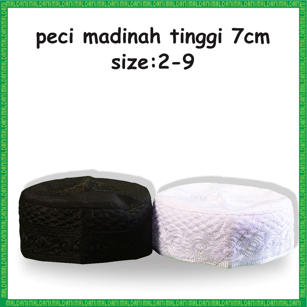 Peci Madinah/Peci Haji/Kopyah Madinah/Kopyah Haji/Peci Madinah Pendek 7cm