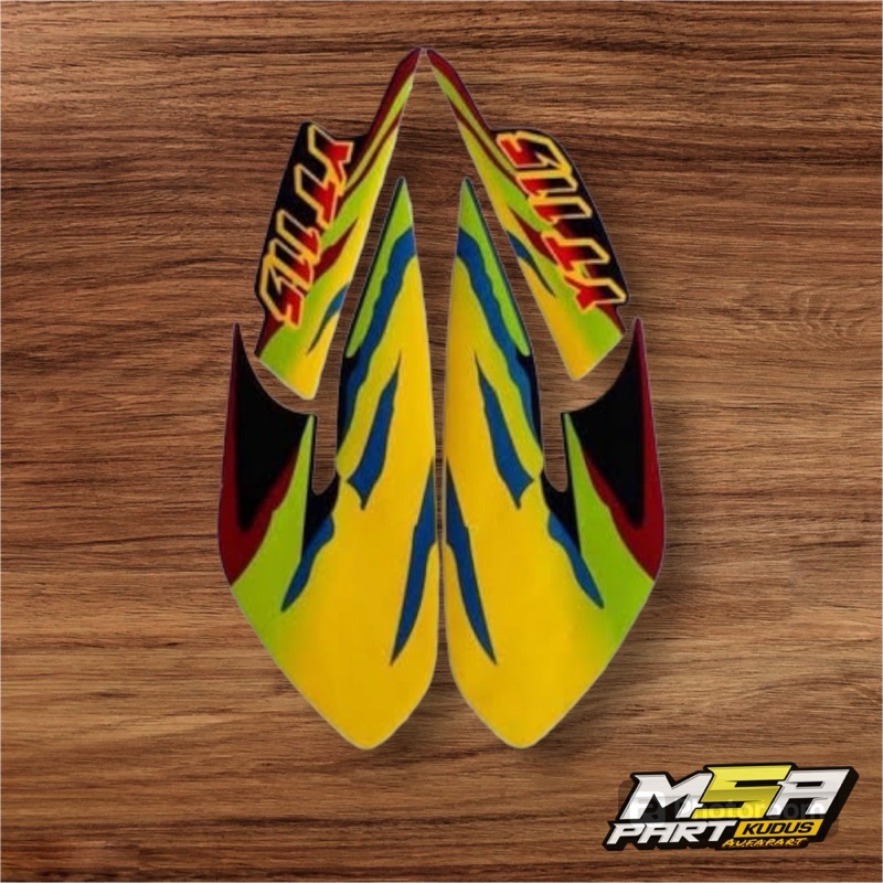 Stripping strip stiker sticker list polet Yamaha YT 155 Th.1980 Hitam lis Hijau Kuning striping lis 