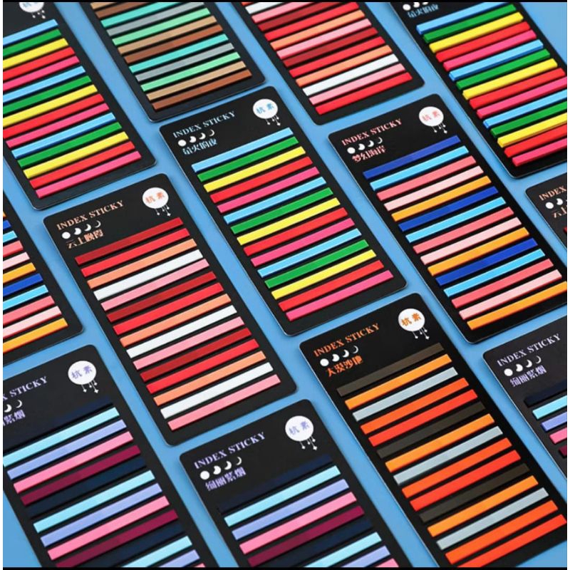 

COD 300 Pcs Long Strip Index Stabilo PET Waterproof / Index Flag Pembatas Penanda Mark Page
