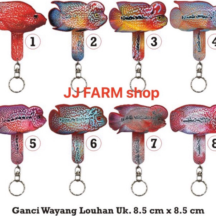 FG2 wayang louhan full aclyric tebal gantungan kunci ukuran sedang ikan louhan wayang parot