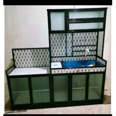 wastafel kitchen set kompor/rak piring wastafel 5 pintu/rak piring minimalis ( keran ) PO
