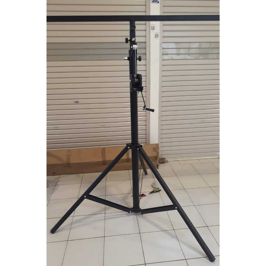 (JUAL 2 BUAH) Stand Lampu Parled 2 bar – Katrol / kerek hingga 4 meter – bahan tebal