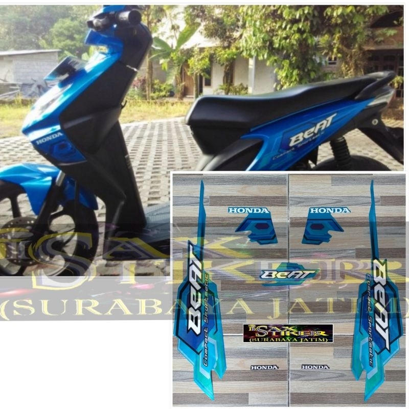 striping original Honda beat karbu biru tahun 2008 2009
