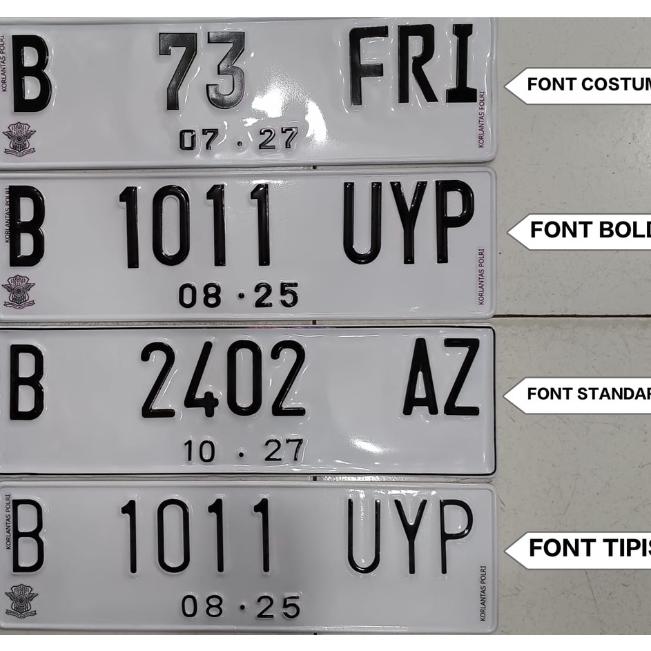 Super Plat nomor mobil putih logo korlantas