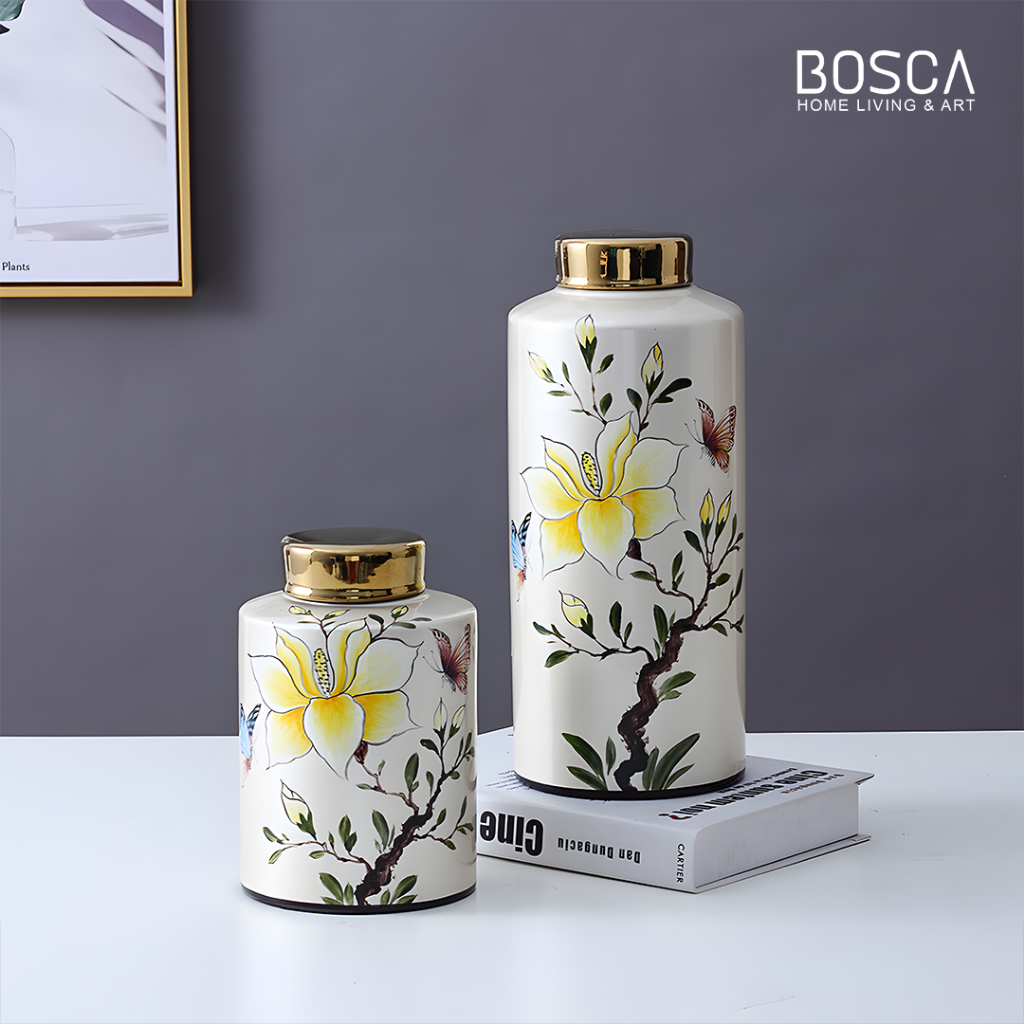 Bosca Living - Marrie Gold Guci Vase / Guci Vas Bunga Keramik / Guci Keramik Home Decoration Hiasan