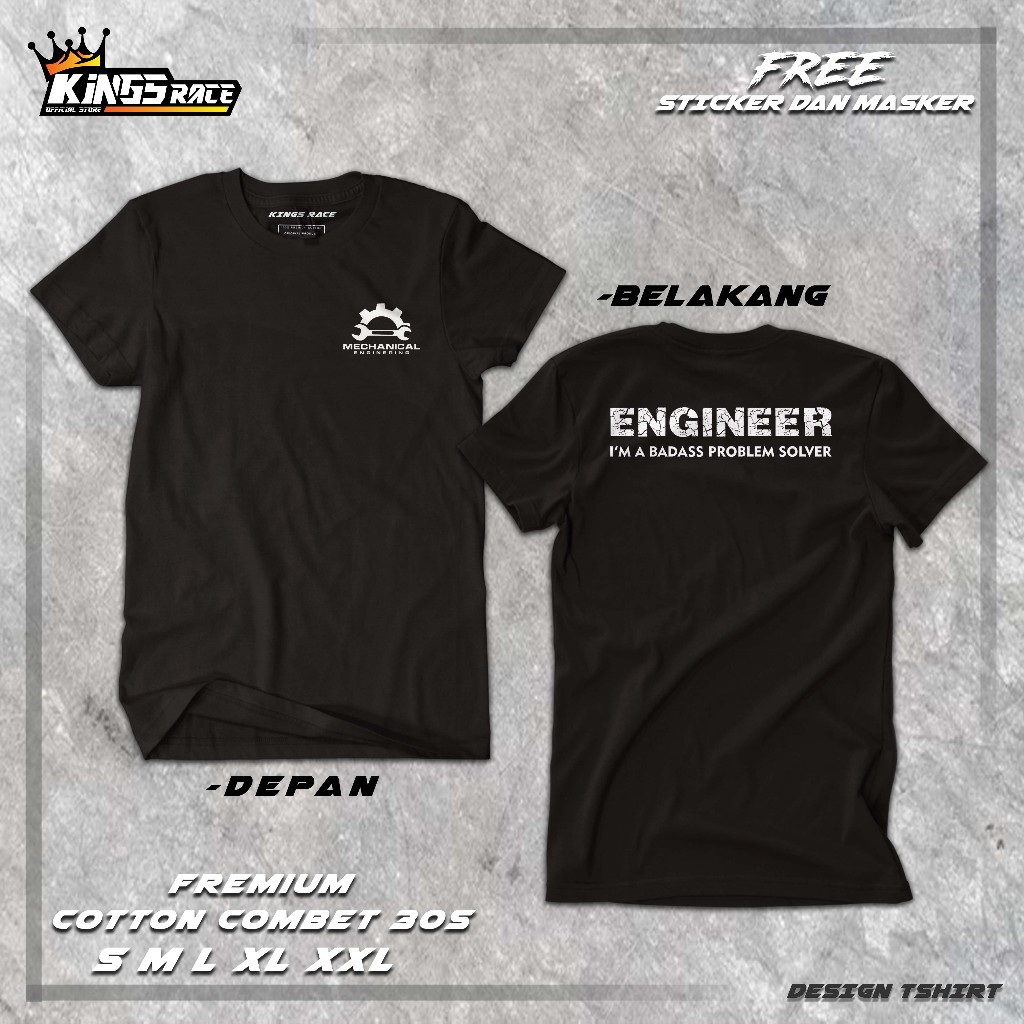 Kaos Engineer M Solver | Kaos Teknik Mesin | Tshirt Mekanik Engineering