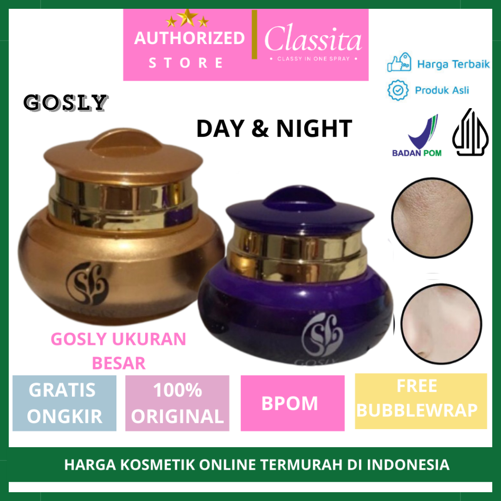 𝐂𝐋𝐀𝐒𝐒𝐈𝐓𝐀.𝐈𝐃- Gosly Cream | Penghilang Fek Hitam | Krim Pemutih Wajah | Gosly Day And Night Cream Uku