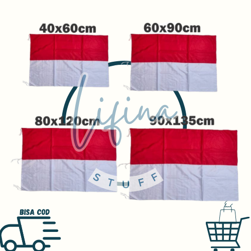 bendera merah putih kain peles halus premium bijian