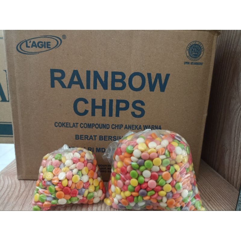 

Rainbow Chips L'AGIE Repack 100gr, 250gr dan 500gr