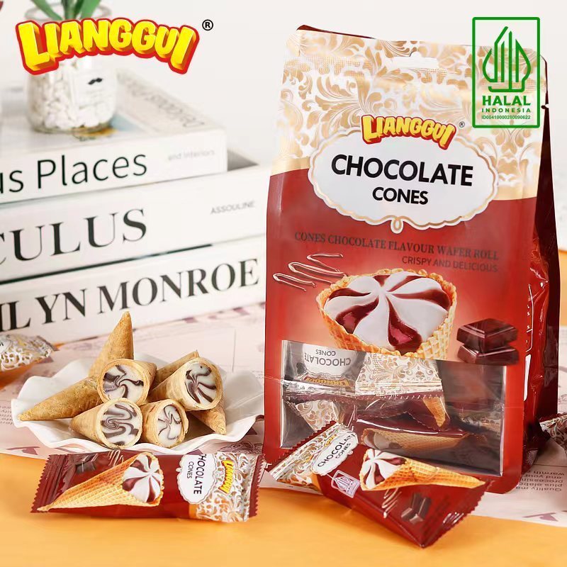 

[HALAL] Lianggui Chocolate Cones 108g Chocolates Flavour Wafer Roll Biskuit Coklat Bentuk Ice Cream Ice Cones