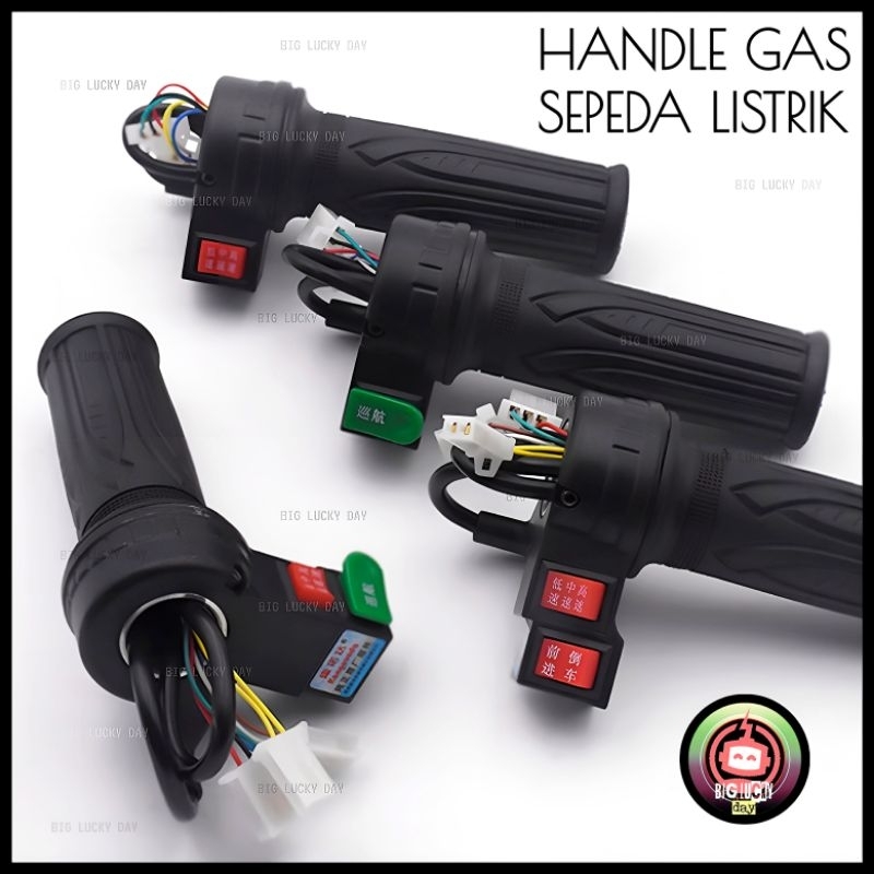 HANDLE GAS SEPEDA LISTRIK UNIVERSAL 12V-72V THROTTLE GAS 3 SPEED / MUNDUR / CRUISE CONTROL KABEL GAS