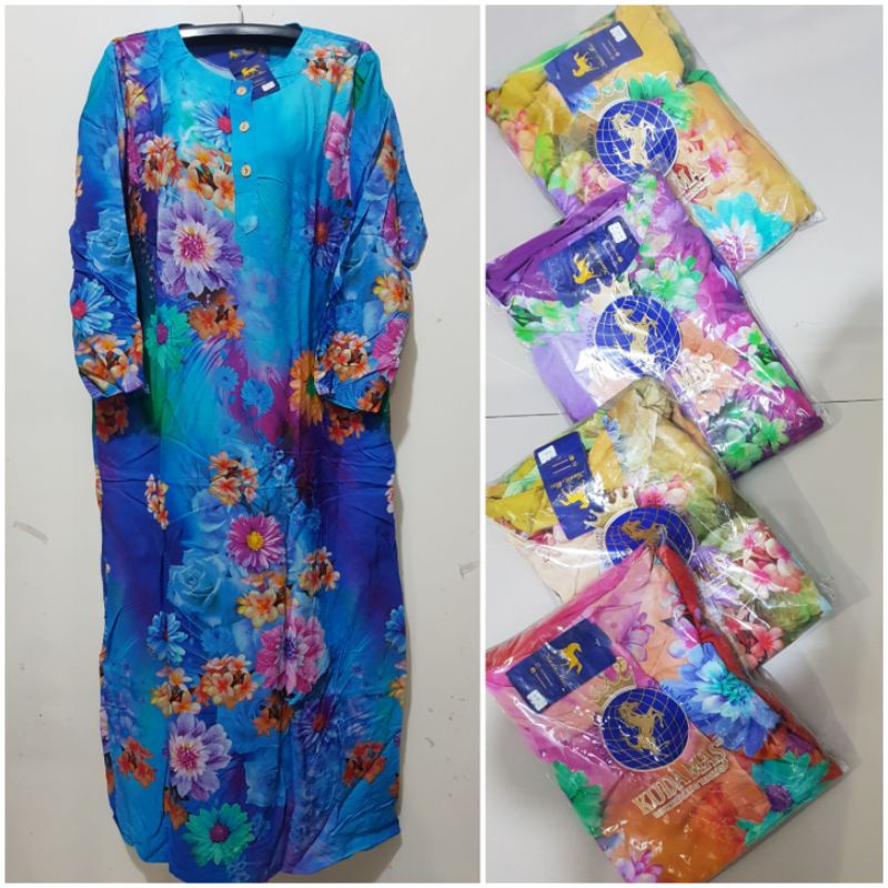 Daster Panjang Batik Kuda Mas Original | Baju Santai Tidur Wanita Dewasa Long Dress Lengan Panjang