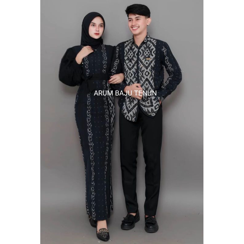 PADMA BLACK SET COUPLE TENUN BAJU KONDANGAN OUTFIT KEKINIAN