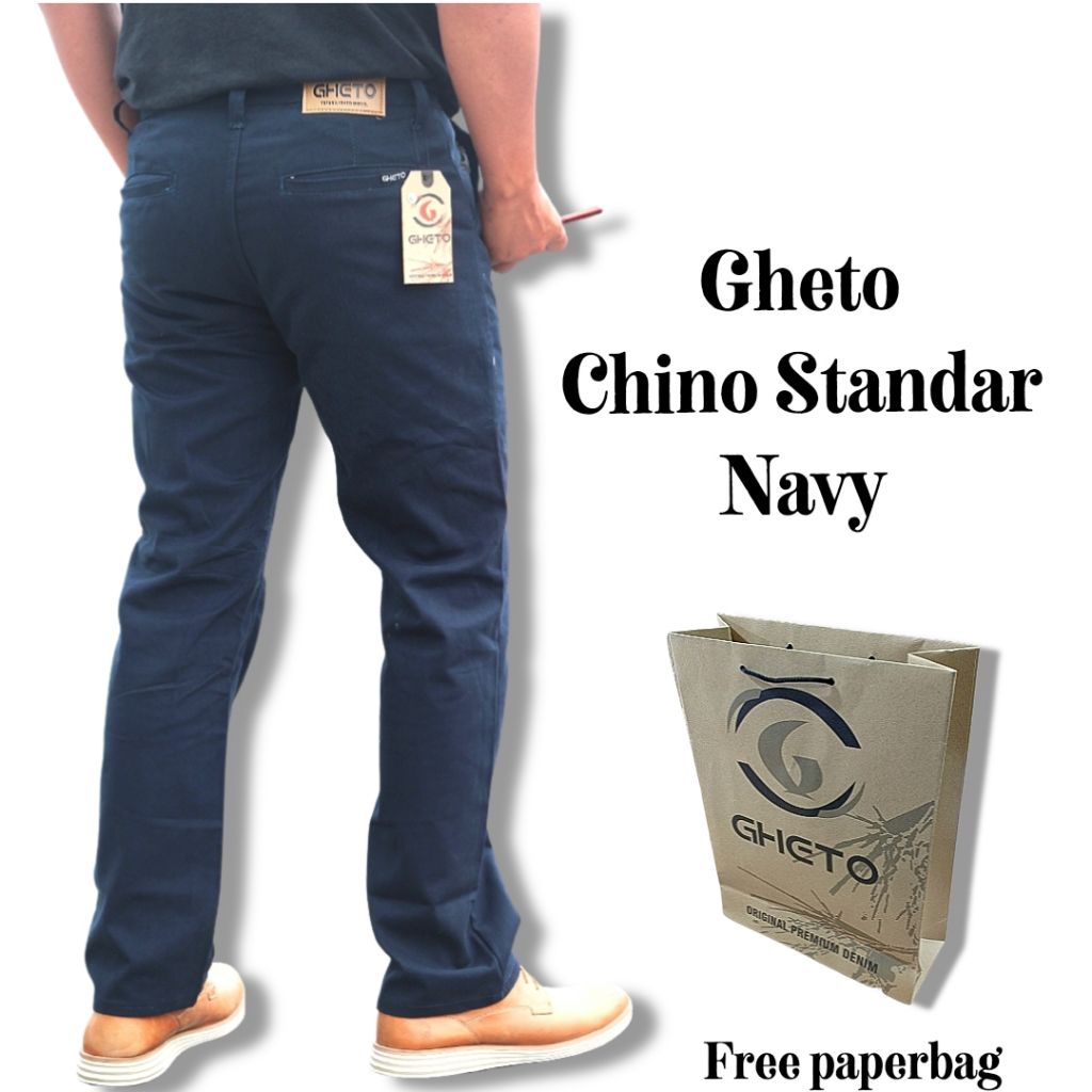 Celana Chino standar original Gheto Navy