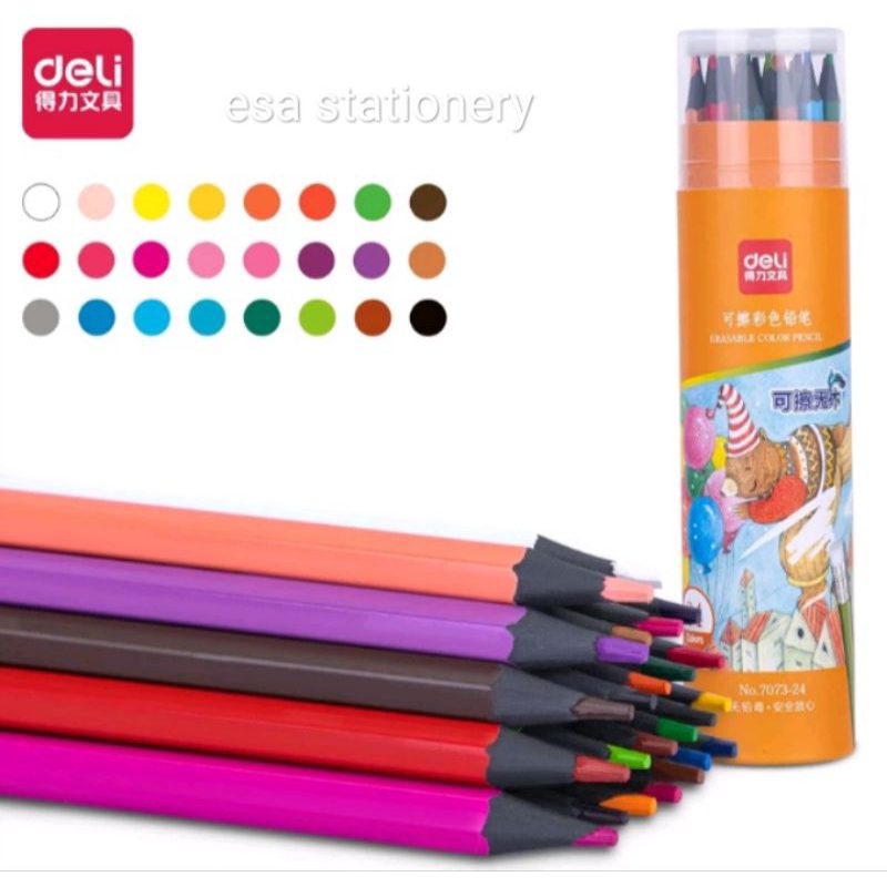 

Deli Erasable Colored Pencil / Pensil Warna dapat di hapus Warna Terang 7073
