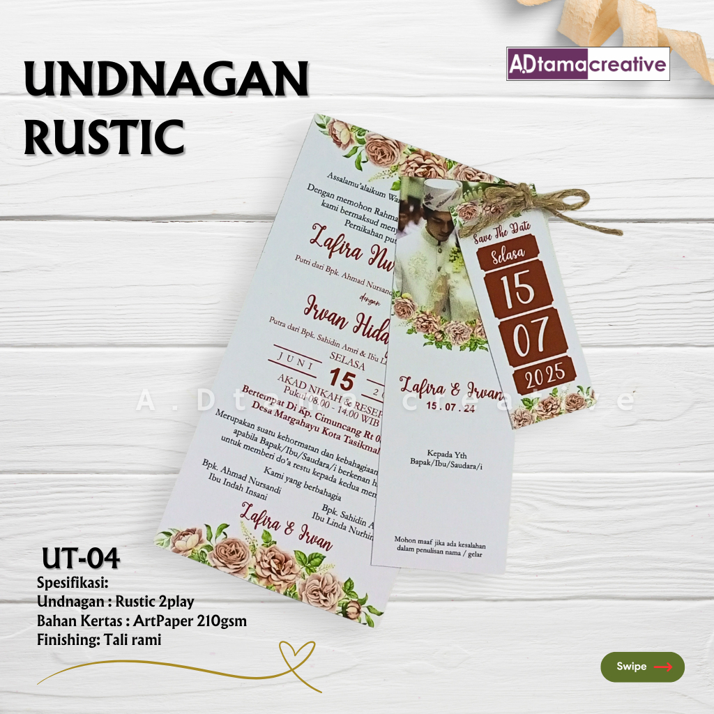 Undangan Tali Rami 04 / Undangan Pernikahan / Undangan Kekinian Simple dan Elegan / Undangan Nikahan