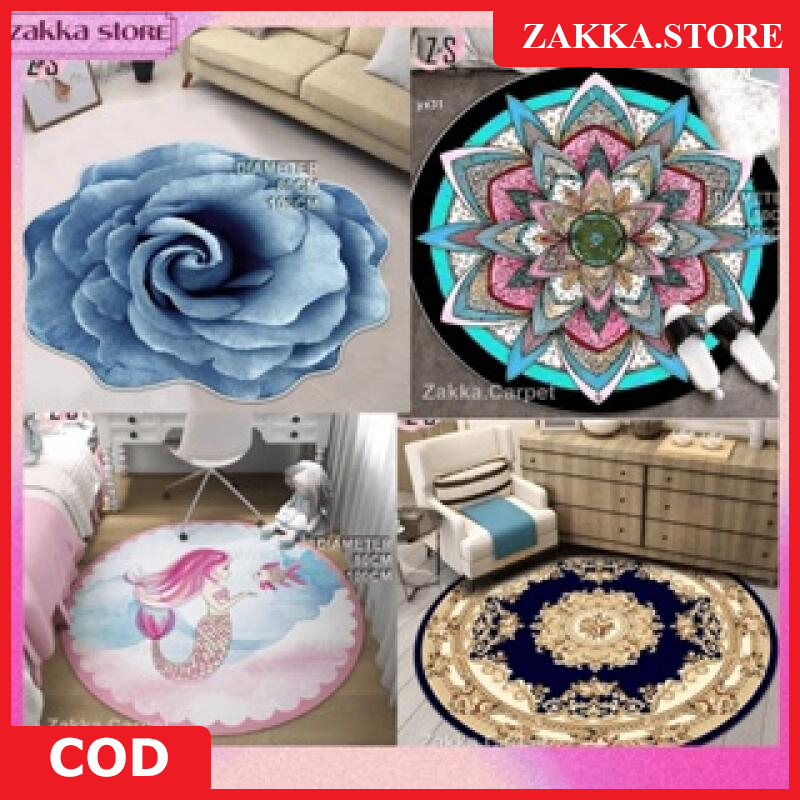 ZAKKA STORE Karpet Bulat Polyster BELUDRU Diameter 100Cm Dan 80Cm/Karpet Bulat Aestetik /Karpet
