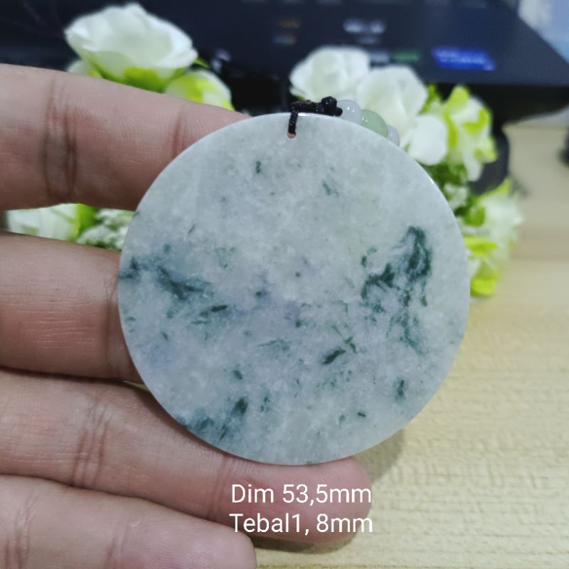 Liontin Giok Bulat Giok Asli Sertifikat Type A Jade